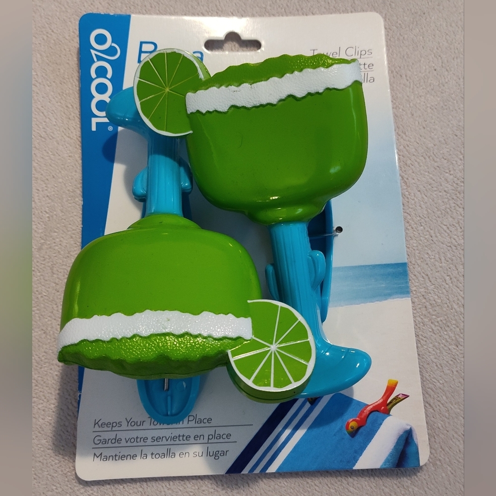 Green and Blue Beach Towel Clips
